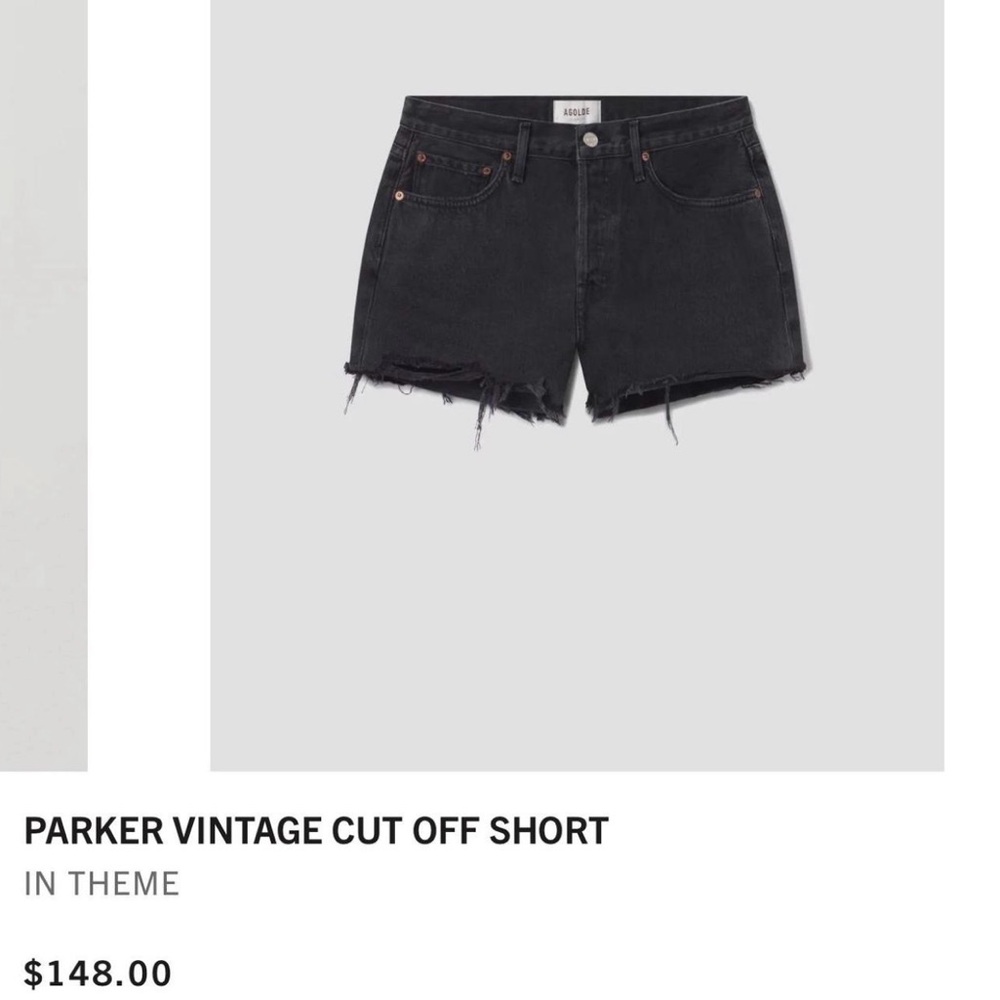 Agolde Parker Vintage Cut Off Jean Shorts - Black